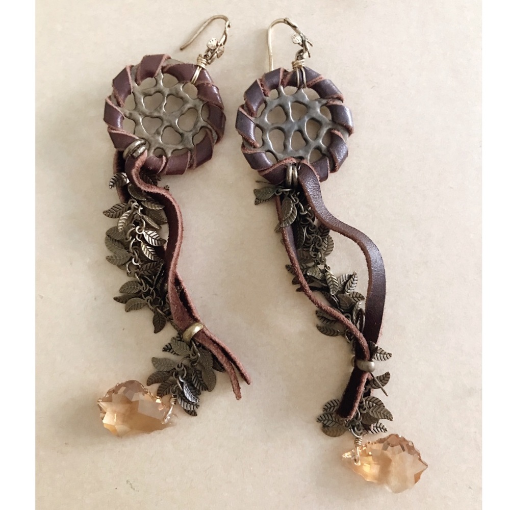 Long Dream Catcher Earrings Leather Anthropologie